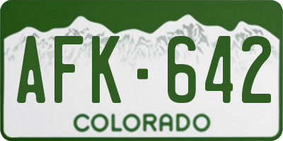 CO license plate AFK642