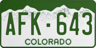 CO license plate AFK643