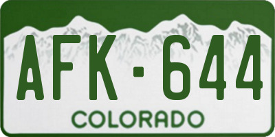 CO license plate AFK644