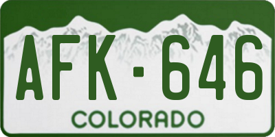 CO license plate AFK646