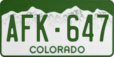 CO license plate AFK647