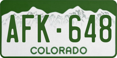 CO license plate AFK648