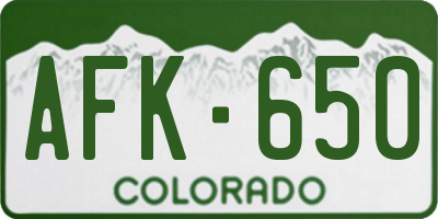 CO license plate AFK650
