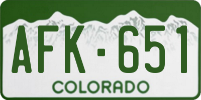 CO license plate AFK651