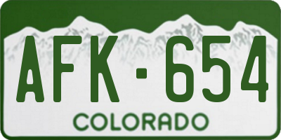 CO license plate AFK654