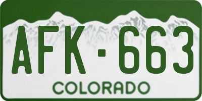 CO license plate AFK663