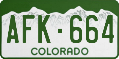 CO license plate AFK664