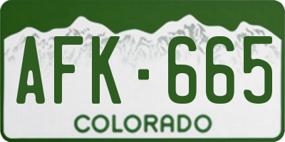CO license plate AFK665