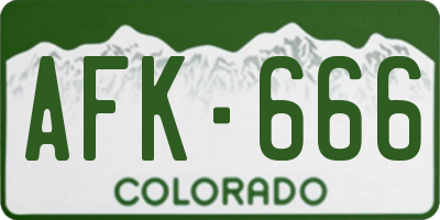 CO license plate AFK666