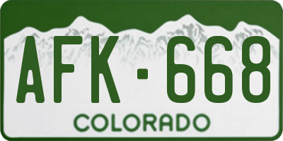 CO license plate AFK668