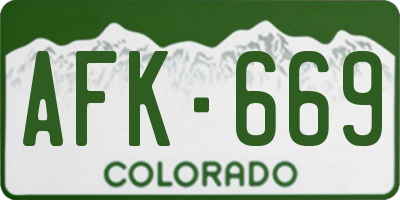 CO license plate AFK669