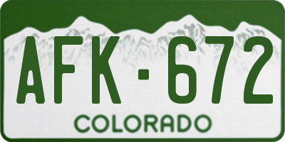 CO license plate AFK672