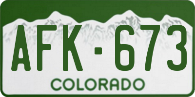 CO license plate AFK673