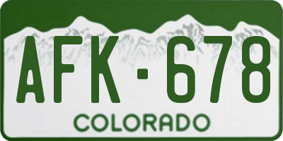 CO license plate AFK678