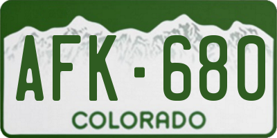 CO license plate AFK680
