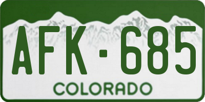 CO license plate AFK685
