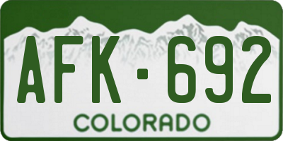 CO license plate AFK692