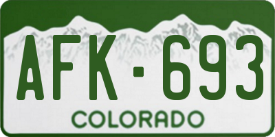 CO license plate AFK693