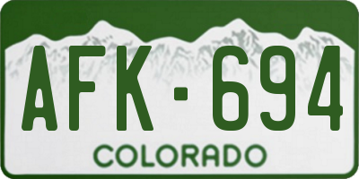 CO license plate AFK694