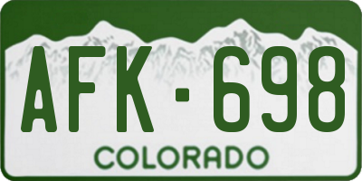 CO license plate AFK698