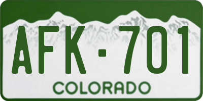 CO license plate AFK701