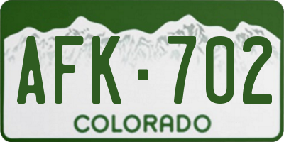 CO license plate AFK702