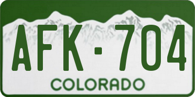 CO license plate AFK704