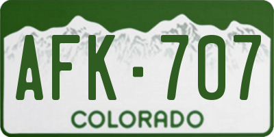 CO license plate AFK707