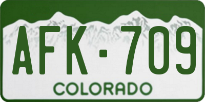 CO license plate AFK709