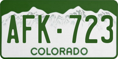 CO license plate AFK723