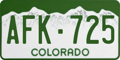 CO license plate AFK725