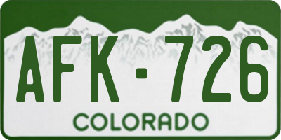 CO license plate AFK726