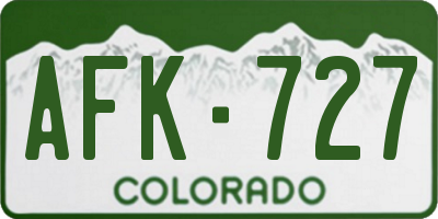 CO license plate AFK727