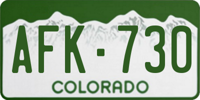 CO license plate AFK730