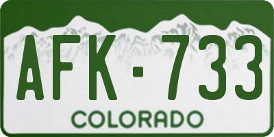 CO license plate AFK733
