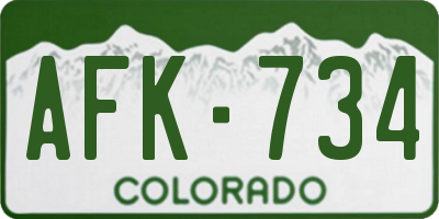 CO license plate AFK734