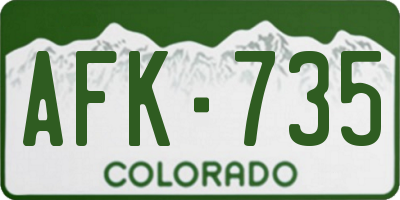 CO license plate AFK735