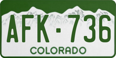 CO license plate AFK736