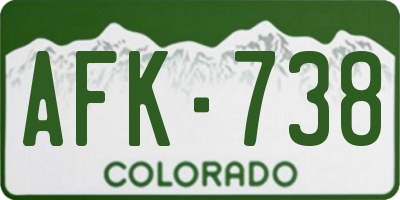 CO license plate AFK738