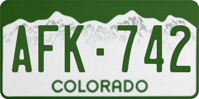 CO license plate AFK742