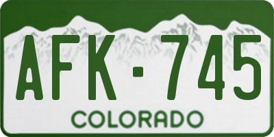 CO license plate AFK745