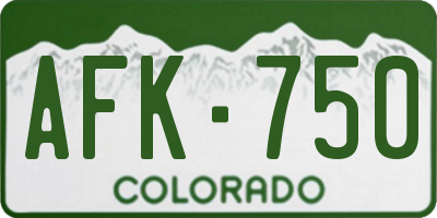 CO license plate AFK750