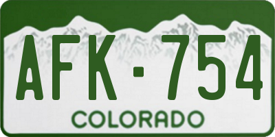 CO license plate AFK754