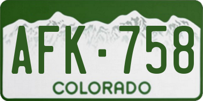 CO license plate AFK758