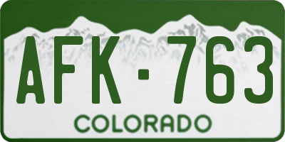 CO license plate AFK763