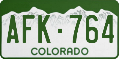CO license plate AFK764