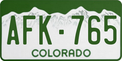 CO license plate AFK765