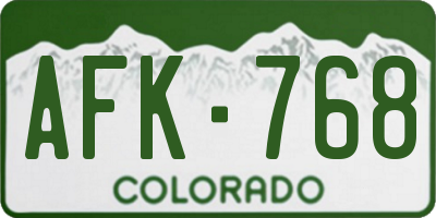 CO license plate AFK768