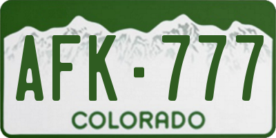 CO license plate AFK777