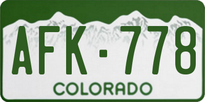 CO license plate AFK778